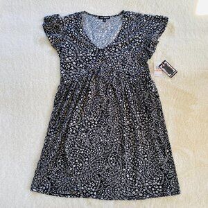 Steve Madden NEW Black w/ White Floral Pattern Dress "Cloud Dancer" size M